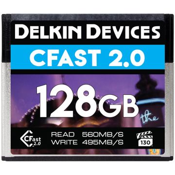 Delkin Devices 128GB (VPG-130) Cinema CFast 2.0 560MBs / 495MB (DCFSTV128)