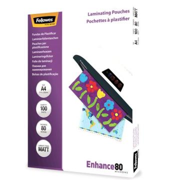 Fellowes Laminator Pouch Matt A4 80 Micron 100pcs (5452103)
