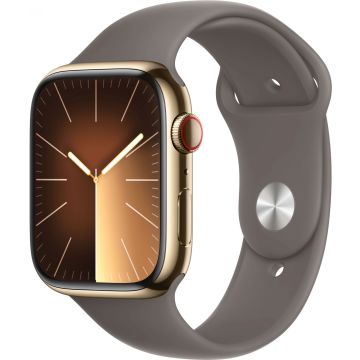 Apple Watch Series 9 GPS + Cellular 45mm Gold Stainless Steel Case with Clay Sport Band (S/ M) MRMR3