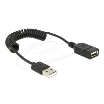 Delock Extension Cable USB 2.0-A Plug Socket spiral cable (83163)