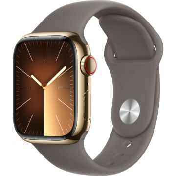 Apple Watch Series 9 GPS + Cellular 41mm Gold Stainless Steel Case with Clay Sport Band (S/ M) MRJ53