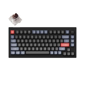 Keychron V1 75% Mechanical Keyboard (ANSI, Carbon Black, RGB, Hot-swap, US, Pro Brown Switch)