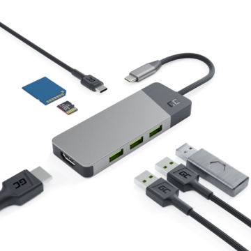 Green Cell Adapter HUB GC Connect 7in1 (3xUSB-A 3.1 HDMI 4K 60Hz USB-C PD 85W) for Apple MacBook M1/M2, Lenovo X1, Asus ZenBook, Dell XPS (HUBGC01)