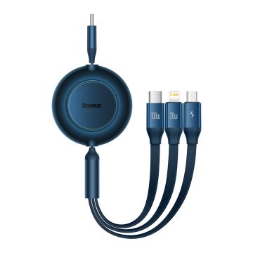 Baseus Bright Mirror 4 USB-C 3-in-1 cable for micro USB / USB-C / Lightning 100W / 3.5A 1.1m Blue (CAMJ010203)
