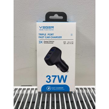 VEGER 37W CC271-2A1C Triple Port Fast Car Charger