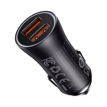 Baseus Golden Contactor Max fast car charger 2x USB 60 W Quick Charge dark gray (CGJM000013)