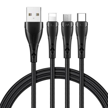 Mcdodo CA-6960 3in1 USB to USB-C / Lightning / Micro USB Cable, 1.2m Black