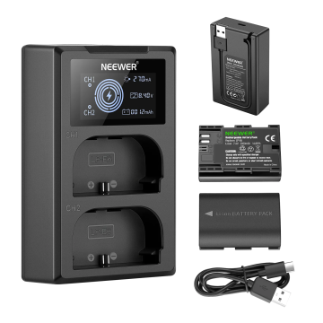 Neewer LP-E6 2 pcs, 2000 mAh LP-E6 Battery + Dual USB Charger