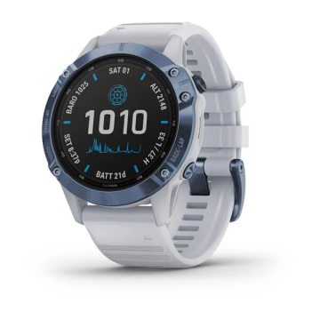 Garmin fenix 6 Pro Solar Edition - Mineral blue with whitestone band - Solar (010-02410-19)