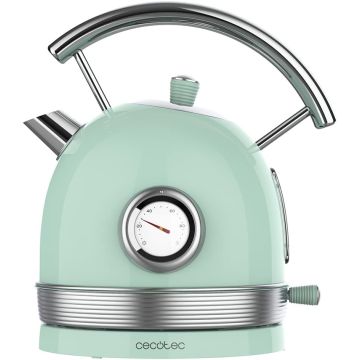 Cecotec ThermoSense 420 Green Kettle 1.8 Litre Capacity 2200W Temperature Display 360º Base Stainless Steel Vintage Style Green