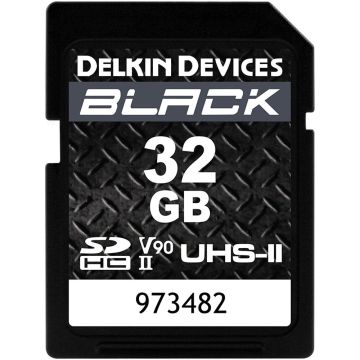 Delkin Devices SDHC 32GB BLACK UHS-II V90 U3 Read 300 MB/s, Write 250 MB/s (DSDBV9032)