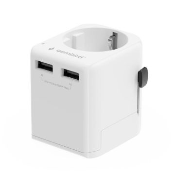 Gembird Power Adapter EU to Univ 12W White (TPA-EU2A12-01-W)