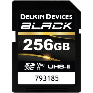Delkin Devices SDXC 256GB BLACK UHS-II R300/W250 (V90) Memory Card (DSDBV90256BX)