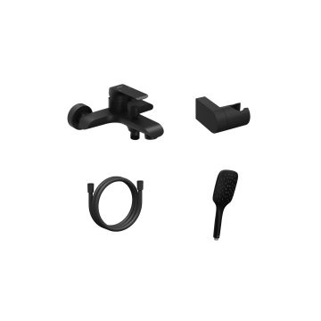 Ravak FL 022.20BLM.+S Wall-mounted Bathtub Tap With Shower Set Matt Black (X07S114)