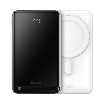 Baseus Magnetic Bracket Powerbank with MagSafe Wireless Charging 10000mAh 20W Overseas Edition white (PPCX000202) + USB Type C