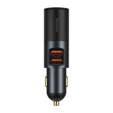 Baseus Share Together car charger 2x USB / cigarette lighter socket 120W Quick Charge Power Delivery gray (CCBT-D0G)