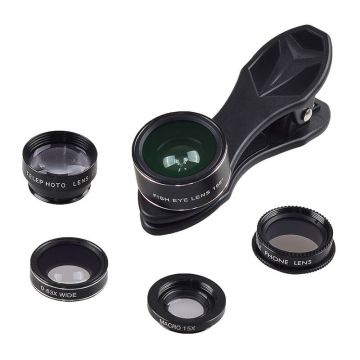 Apexel APL-DG5H Mobile lens kit 5 in 1 universal Black
