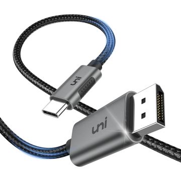uni USB C DisplayPort Cable (4K@60Hz, 2K@165Hz), Thunderbolt 3/4 to DisplayPort Cable 1.8m [Braided, Aluminum Alloy] (UNICDP01)