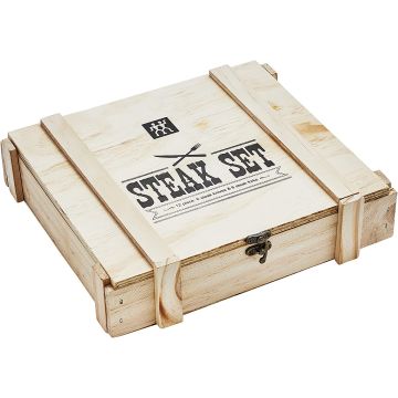 Zwilling Steak Cutlery Set in Rustic Wooden Box, Stainless Steel, 12 Pieces (07150-359-0)