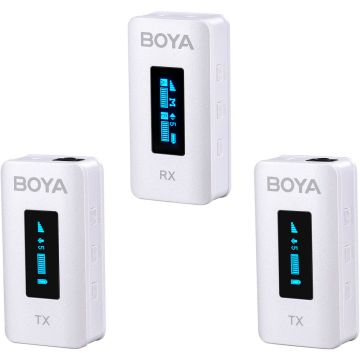 Boya BY-XM6-K2W 2.4GHz Ultra-compact Wireless Microphone System Kit White