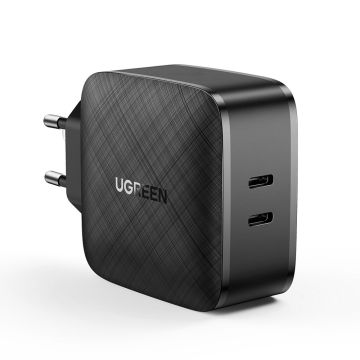 Ugreen wall charger 2x USB Type C 66W Power Delivery 3.0 Quick Charge 4.0+ black (CD216)