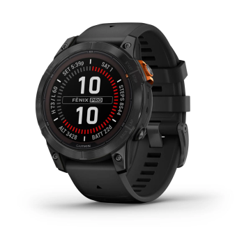 GARMIN FĒNIX 7 PRO SOLAR, SLATE GRAY STAINLESS STEEL WITH BLACK BAND (010-02777-01)