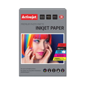 Activejet AP4-125M100 matt photo paper for ink printers; A4; 100 pcs