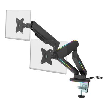 DELTACO Premium RGB Dual monitor arm, remote controll