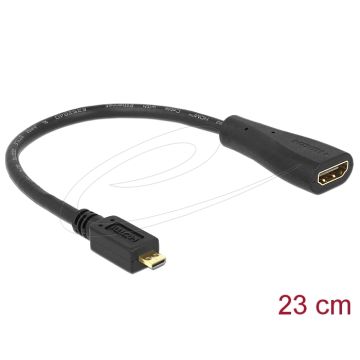 Delock Cable HDMI Micro-D Plug to HDMI-A Socket 23 cm (65391)