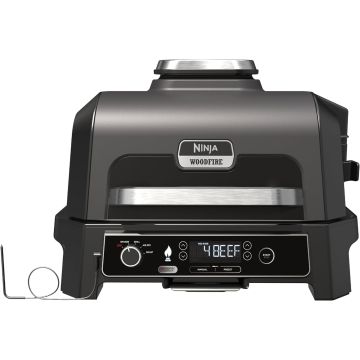 Ninja Woodfire Pro XL Electric Grill, Large 4-in-1 Outdoor Grill with Smoker & Hot Air Fryer with Smart Cook System (OG850EU)