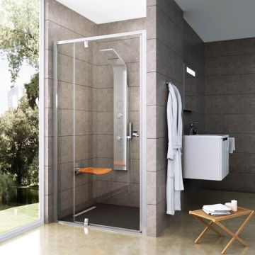 Ravak Shower Door PDOP2-110 Black+Glass Transparent