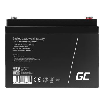 Green Cell AGM VRLA 12V 28Ah maintenance-free battery for boats, scooters, toys, wheelchairs kampera (AGM55)