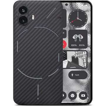 GIMENOHIG Nothing Phone 2 Case, Ultra Thin and Lightweight Aramid Carbon Fibre Case, Black