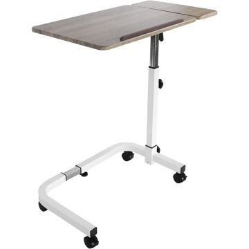 KMINA - Bed Table on Wheels Height Adjustable, Hospital Table for Bed, Mobile Side Table for Nursing Bed (1107)