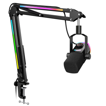 FIFINE AmpliGame AM8PROT Dynamic Microphone Kit with RGB Boom Arm Stand (AM8 Pro T)