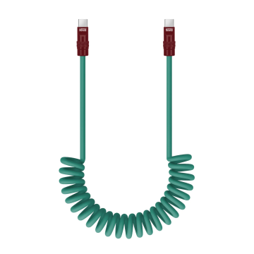 Newell USB-C to USB-C Cable, 100 W, 1.5 m, Silicone, Spiral, Green and Burgundy