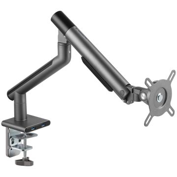 Alterzone Arm One USB Aluminium Monitor Arm, 2 x 3.0 USB Ports, Grey (ALZUSBARM17-32-G)