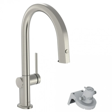 Hansgrohe Maisītājs Aqittura M91 ar Filtrēšanas Sistēmu 210 un Izvelkamu Izteku Nerūsējošais Tērauds (76826800)