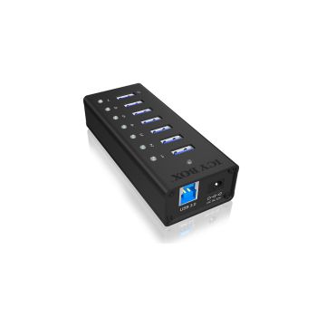ICY Box IB-AC618 7x Port USB 3.0 Hub with USB Charge Port Black