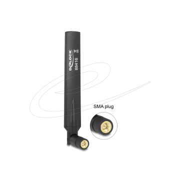 Delock GSM UMTS Antenna SMA Plug 1.0 - 3.5 dBi omnidirectional with tilt black (88416)