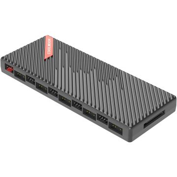 YAODHAOD 20-Port ARGB PWM HUB, RGB Controller 12V 5V 2-in-1 Integrated Fan Hub, Digital Control of Lighting and Fan Speed (Black)