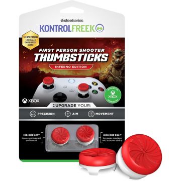 KontrolFreek - FPS Freek Inferno Red - White Thumbsticks | Xbox X, One | High-Rise + Mid-Rise