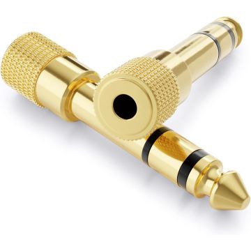 deleyCON Adapter 3.5 mm to 6.5 mm - Stereo Audio Coupling Jack Adapter Pack of 2