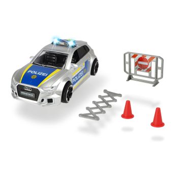 Dickie Toys Police Car with Friction, Light & Sound, Audi RS3 Police Car, Silver, Blue (203713011)
