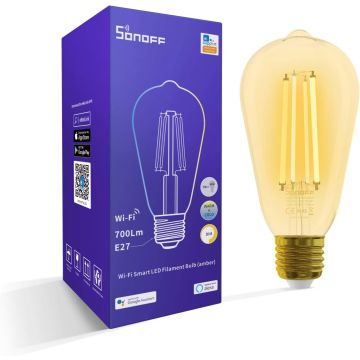 Sonoff B02-F-ST64 Smart LED Filament Bulb, 7W, E27, 1800-5000K, Wi-Fi (B02-F-ST64)