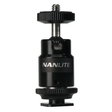 Nanlite Mini Ball Head with Hot Shoe Adapter and 1/4''-20 Mount (AS-BH-1/4)