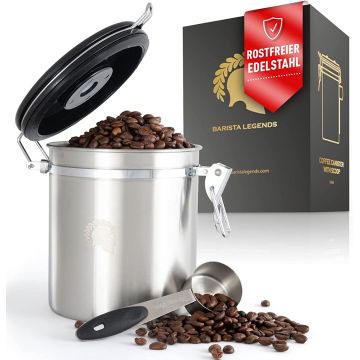 Barista Legends Airtight Coffee Canister 500g Silver