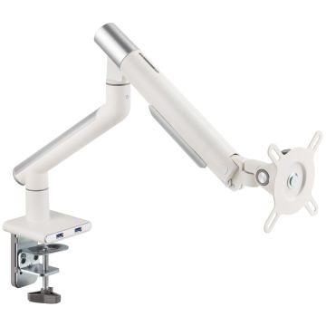 Alterzone Arm One USB Aluminium Monitor Arm, 2 x 3.0 USB Ports, White (ALZUSBARM17-32-W)