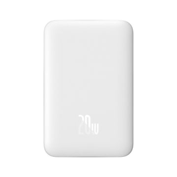 Baseus Magnetic Mini Power Bank with MagSafe 15W / PD Quick Charge QC 20W 10000mAh White (Overseas Edition) + Xiaobai Series USB-C Cable - USB-C 60W 3A 0.5m White