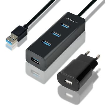 Axagon USB 3.0 4 Port Hub Charging with AC 1.2m HUE-S2BP (HUE-S2BP)
